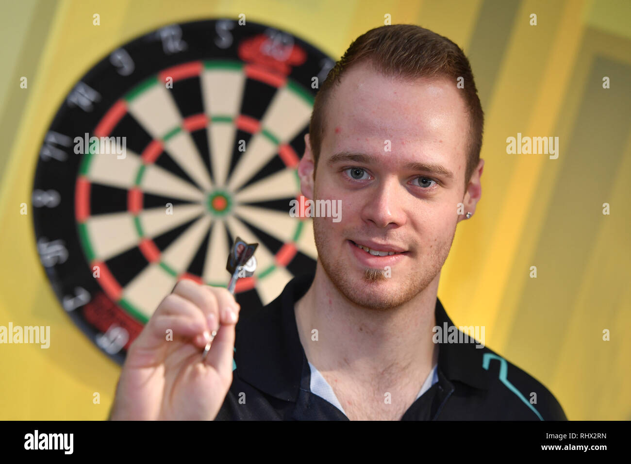 Munich, Deutschland. 04th Feb, 2019. Max Hopp is a German dart player. In  the public and in the media he is also known as "Maximiser". He is  considered the greatest darts talent