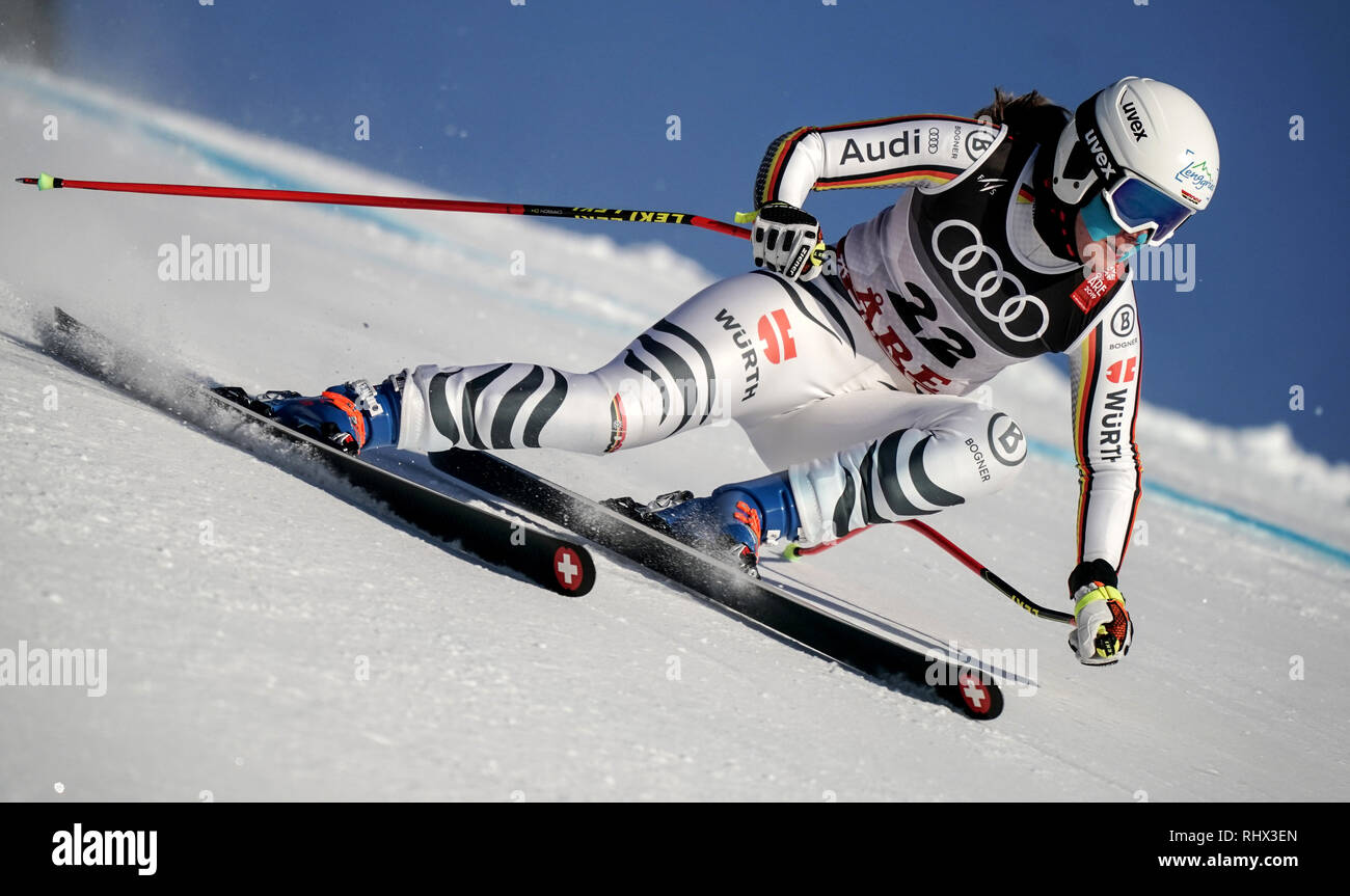 Are, Sweden. 04th Feb, 2019. Alpine skiing, World Cup, training, downhill, ladies. Michael Wenig from Germany in action on the race track. Credit: Michael Kappeler/dpa/Alamy Live News Stock Photo