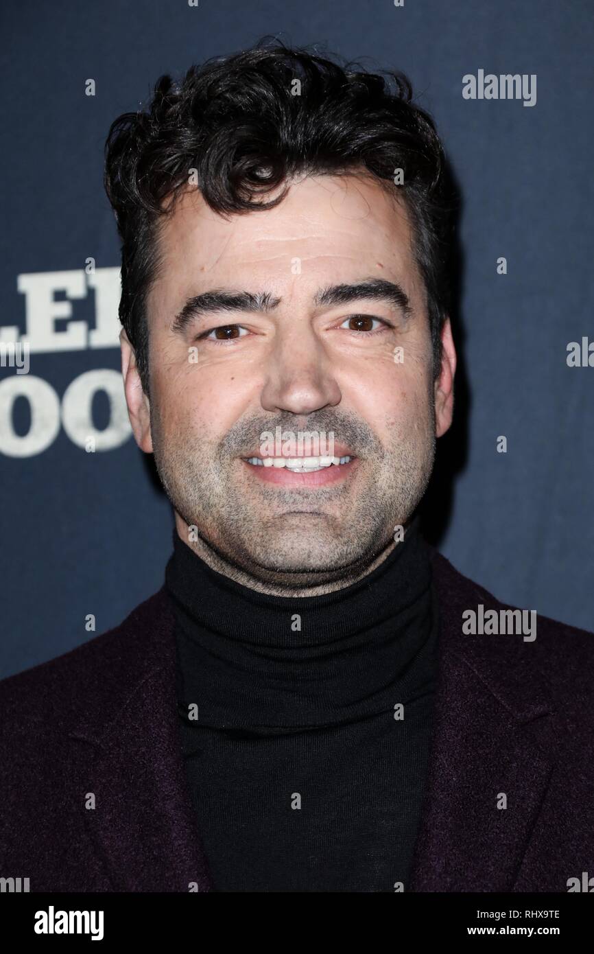 HOLLYWOOD, LOS ANGELES, CA, USA - FEBRUARY 04: Actor Ron Livingston arrives  at the Los Angeles Premiere Of RLJE Films' 'The Man Who Killed Hitler And  Then Bigfoot' held at ArcLight Cinemas