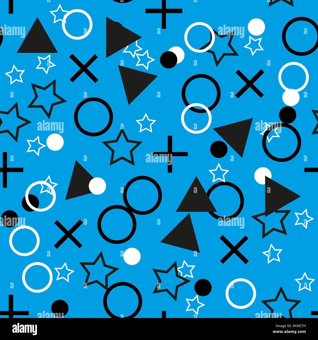 seamless dots modern triangle pattern. blue background geometry circle, star color seamless fabric sample. geometric pattern swatch vector Stock Vector