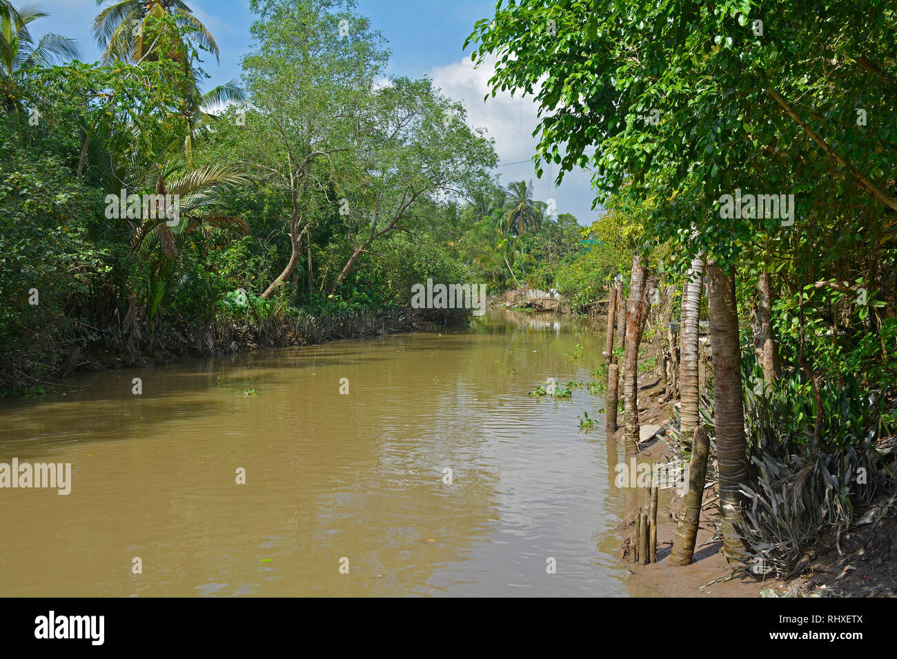A small river flowing through a rural area outside the city of Can Tho ...