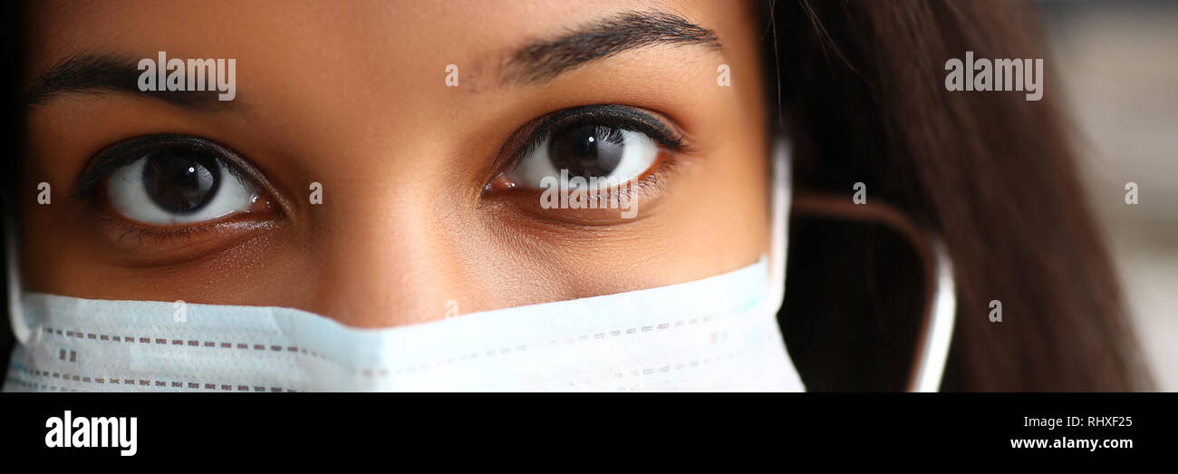 Black female doctor in a face mask Stock Photo