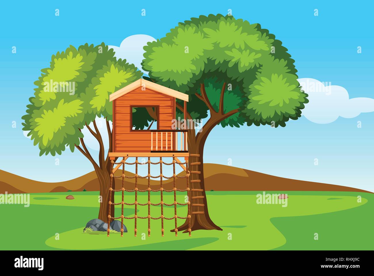 A treehouse in the nature illustration Stock Vector Image & Art - Alamy
