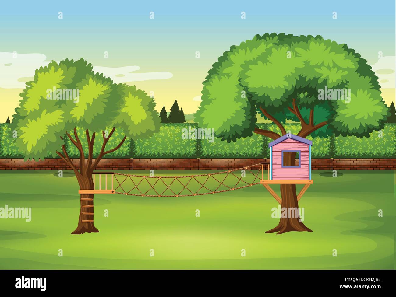 Tree house in the nature park illustration Stock Vector Image & Art - Alamy