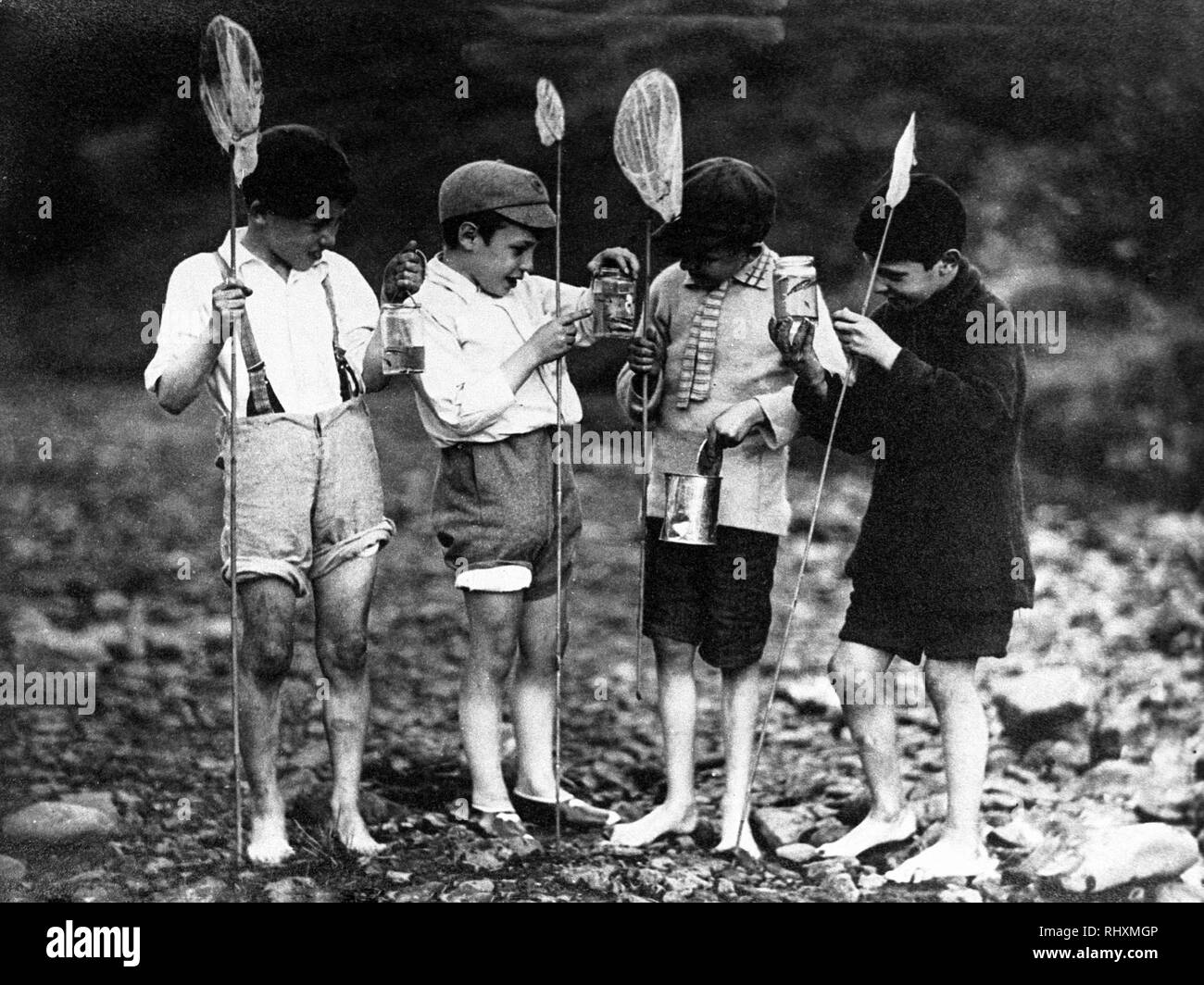 Vintage fishing children Black and White Stock Photos & Images - Alamy