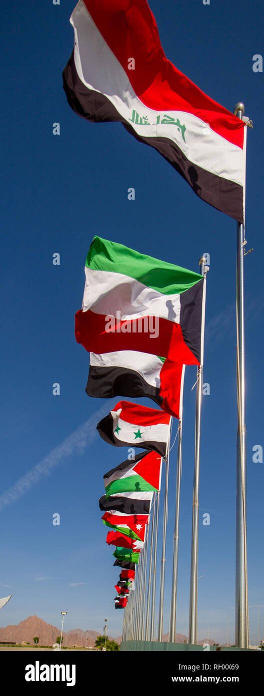 Arab League flags Stock Photo