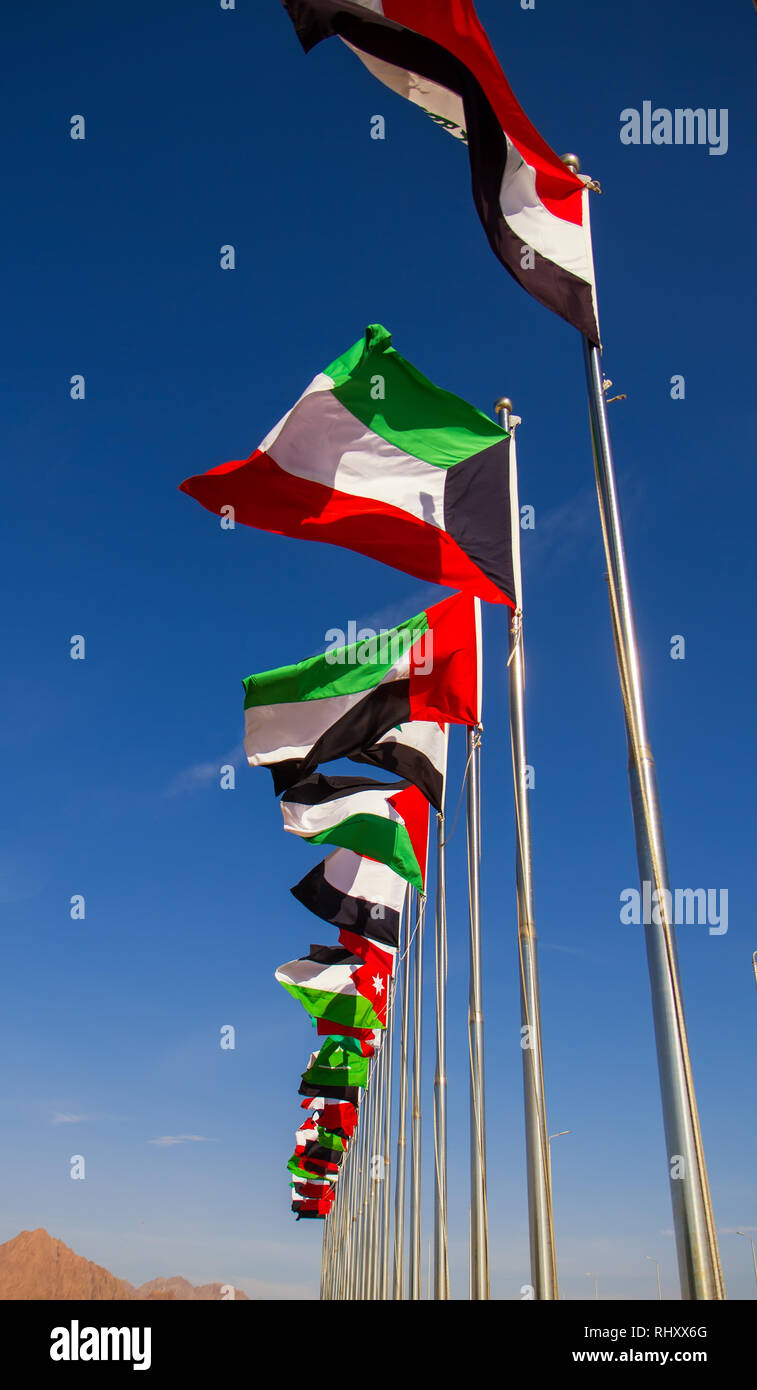 Arab League flags Stock Photo