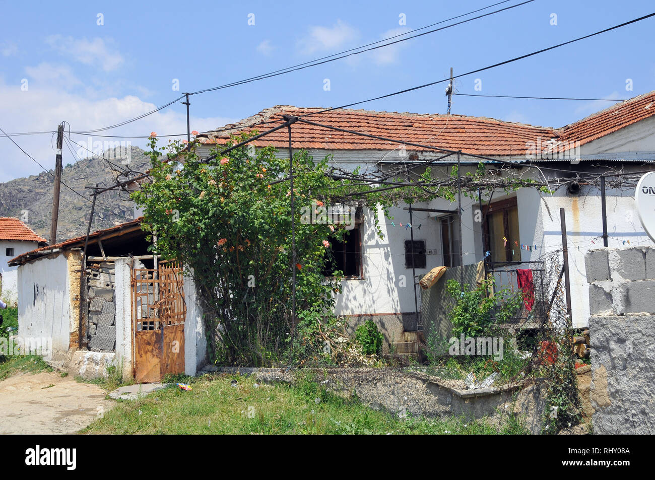 Poor people's houses on the outskirts of Prilep town in Macedonia. Stock Photo