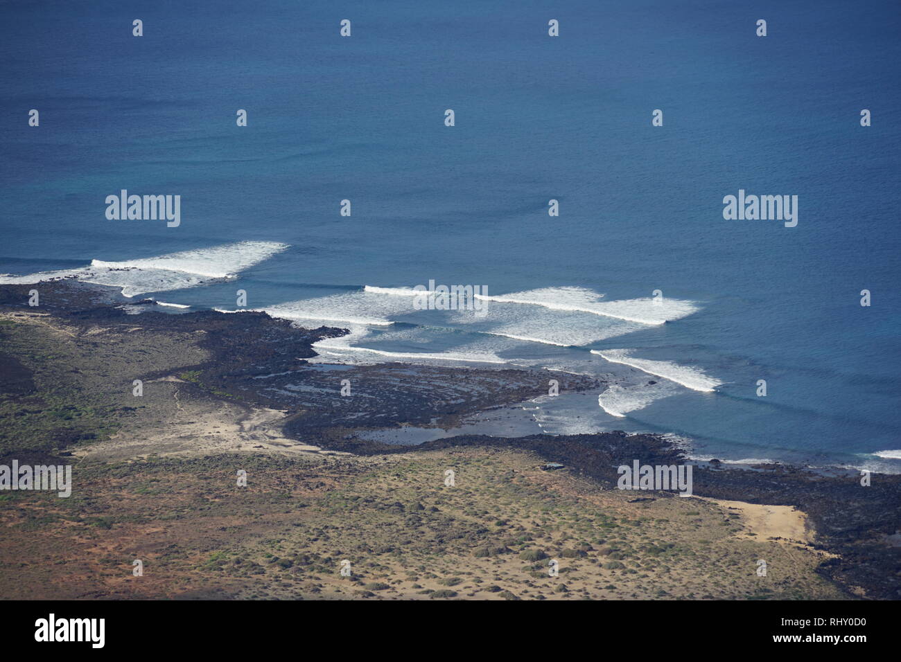 Risco de Famara, Blick vom Mirador de Rio, Küste, Lanzarote, Kanarische Inseln, Spanien Stock Photo