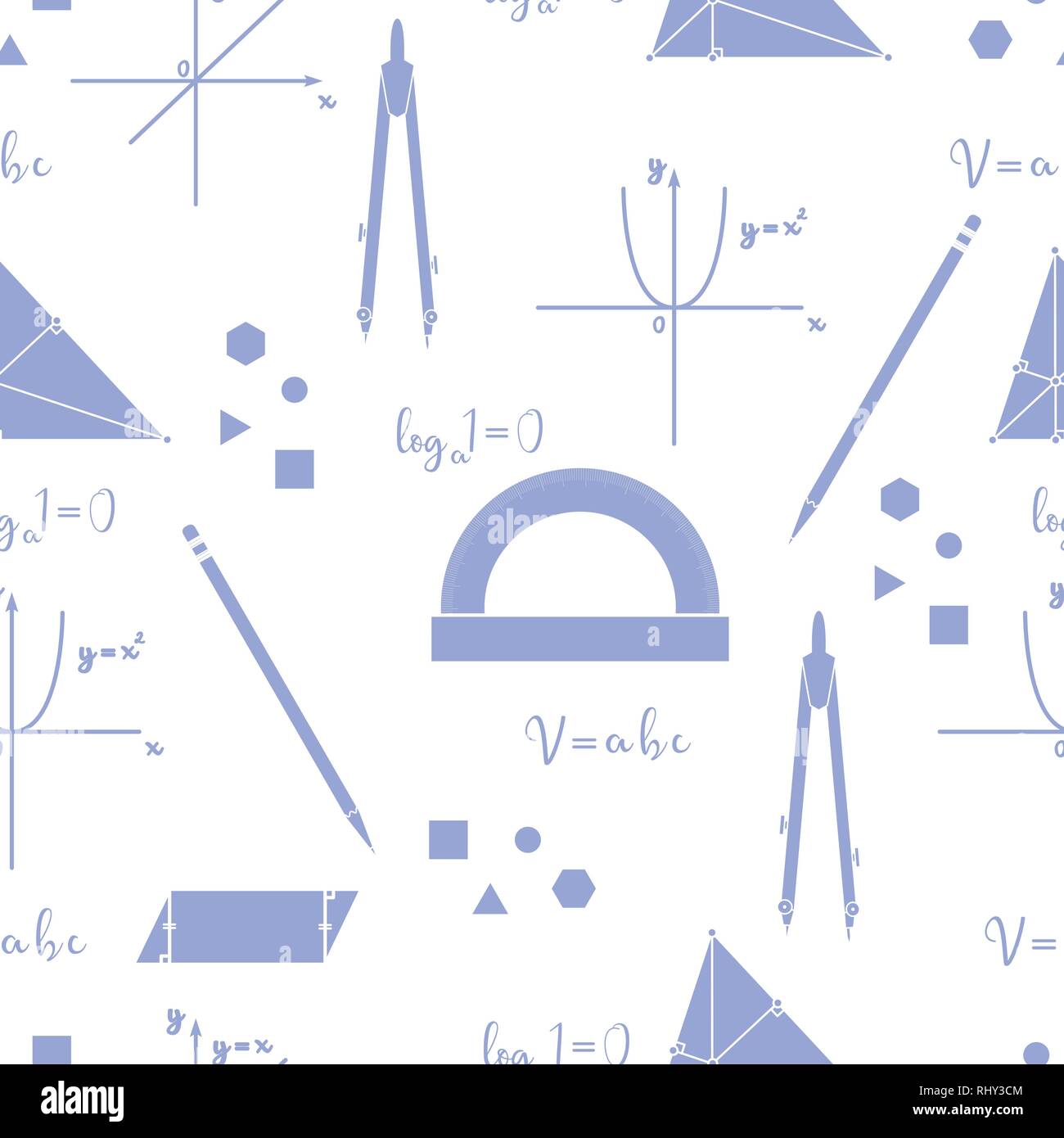 Mathematical scientific vector seamless pattern with geometry plots ...