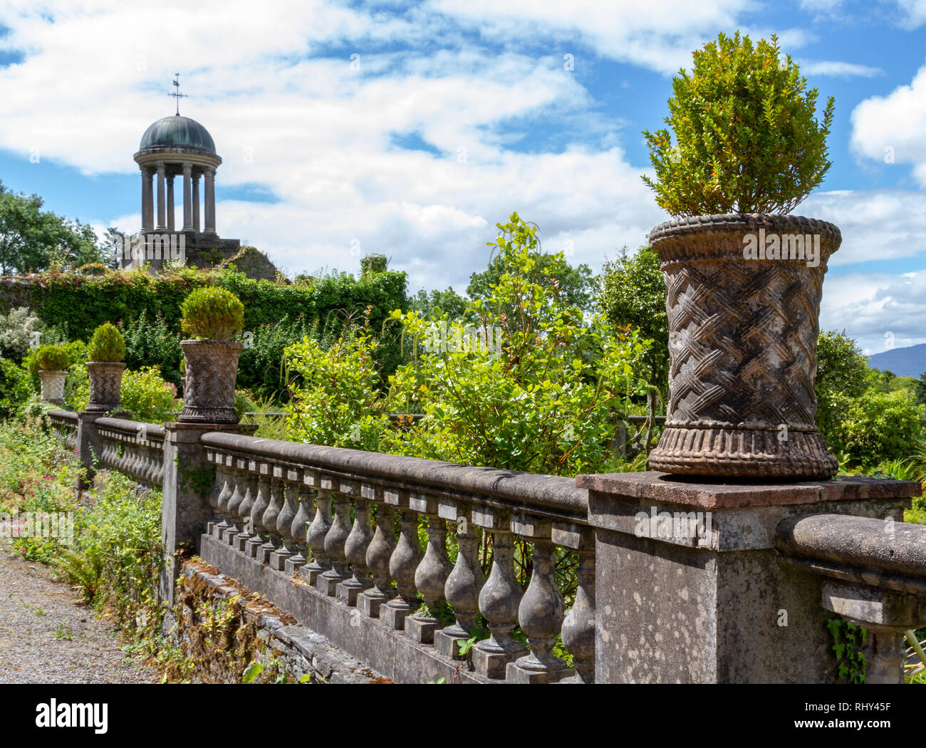 Balustrades and gardens in Bantry House, County Cork, Ireland Stock Photo