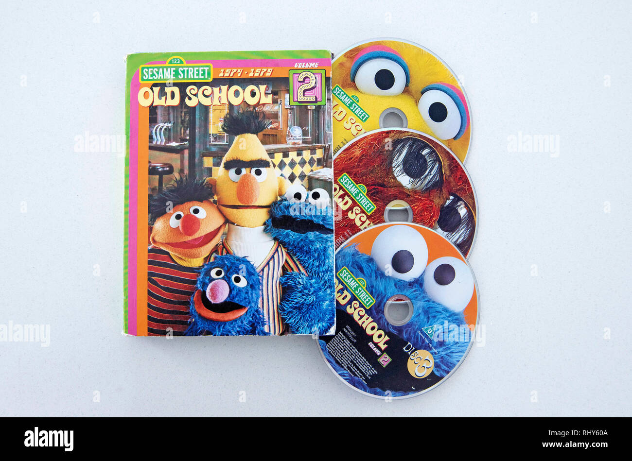 Triple dvd set of famous children's television programme Sesame Street. Stock Photo