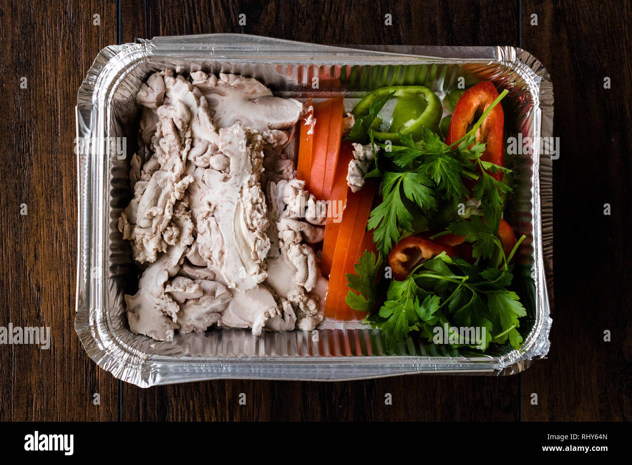 Package of Turkish Offal Food Lamb Brain with Salad / Beyin Sogus in  Plastic Box Container. Traditional Food Stock Photo - Alamy