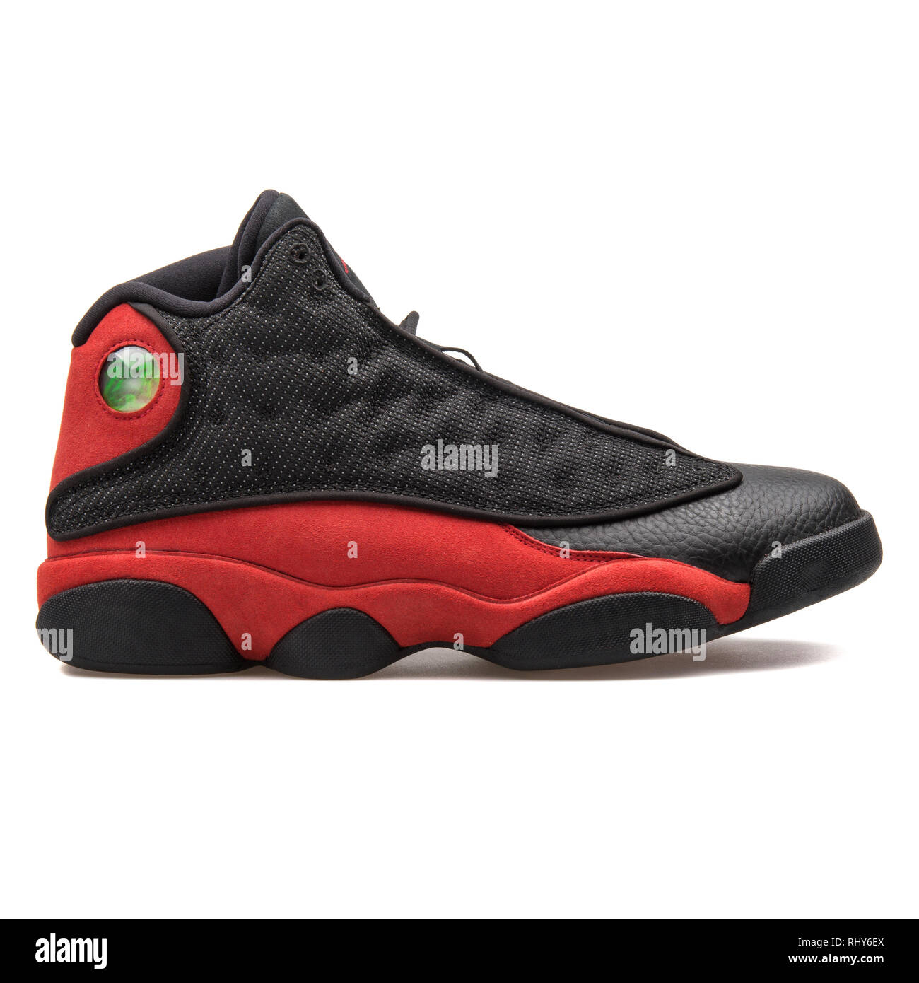 VIENNA, AUSTRIA - AUGUST 7, 2017: Nike Air Jordan 13 Retro black and red  sneaker on white background Stock Photo - Alamy