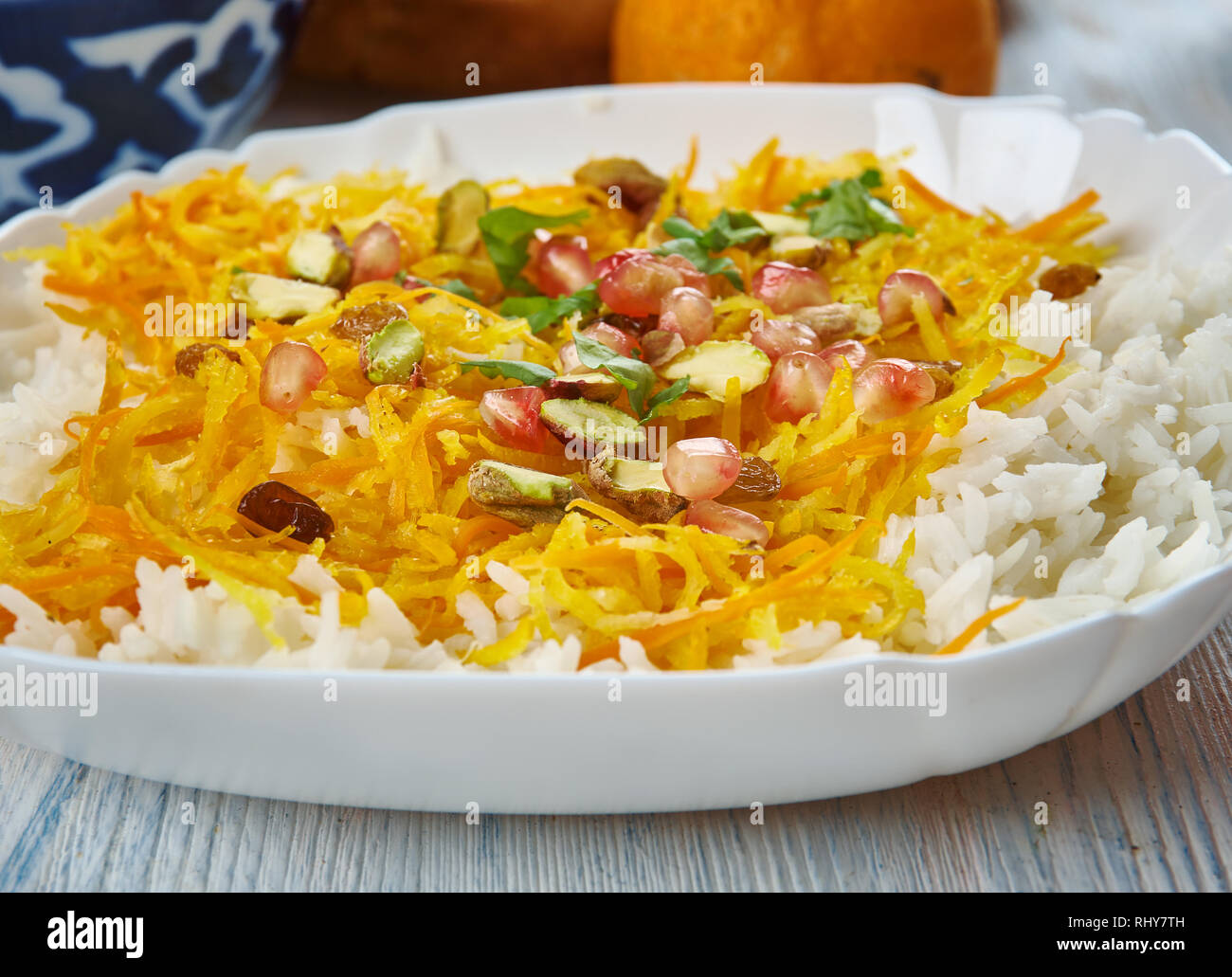 Norinj Palau, Basmati rice, dried orange peel strips, Afghani cuisine