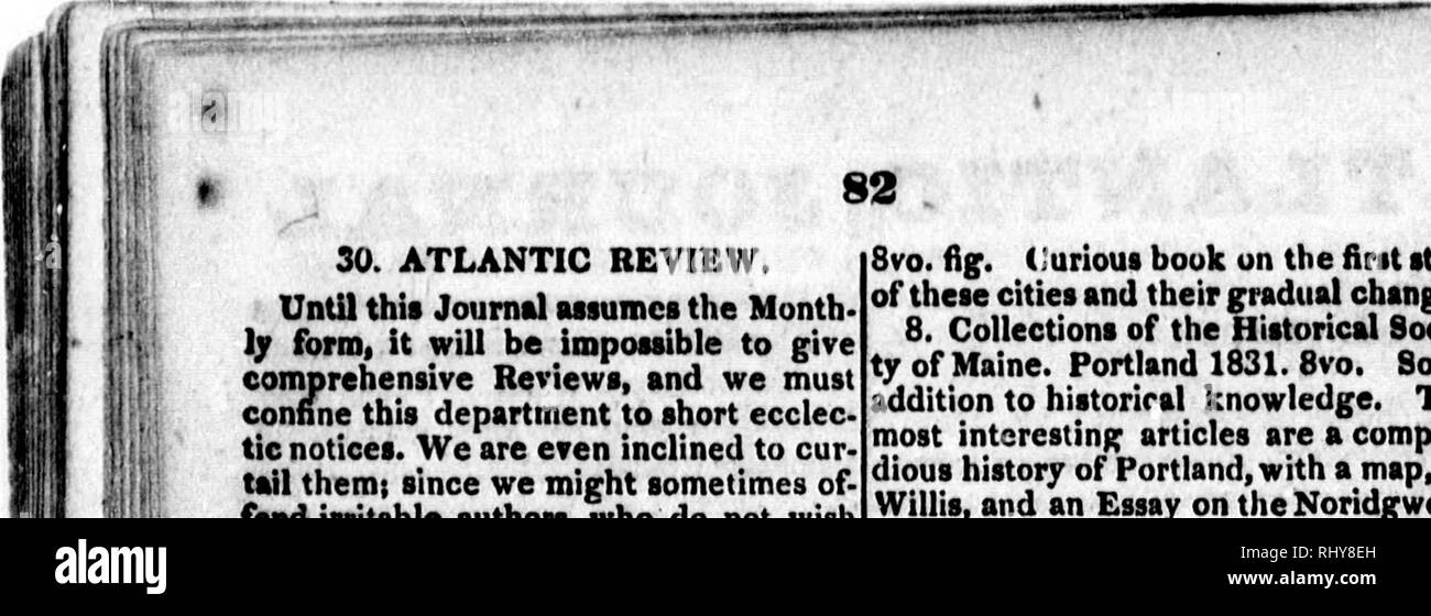 . Atlantic journal, and friend of knowledge [microform] : in eight numbers : containing about 160 original articles and tracts on natural and historical sciences, the description of about 150 new plants, and 100 new animals or fossils ; many vocabularies of languages, historical and geological facts, &amp;c. &amp;c. &amp;c.. Natural history; Indians; Sciences naturelles; Indiens. t H Until this Journal Msumcs the Month- ly fornii it will be impoMible to give comprehensive Reviews, and we must confine this department to short ecclec- tic notices. We are even inclined to cur- tail them; since we Stock Photo