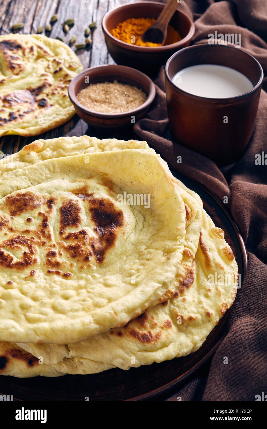 naan, indian flatbread, pita on a table Stock Photo Alamy