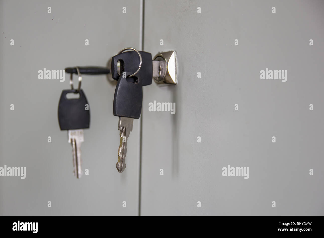 the keys in the lock locker Stock Photo