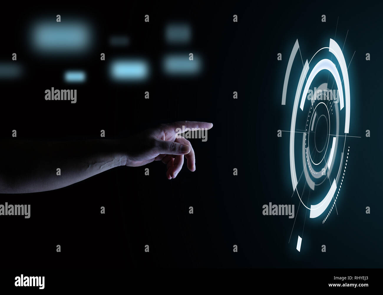 Digital Touch Hologram User Interface Technology Concept Stock Photo