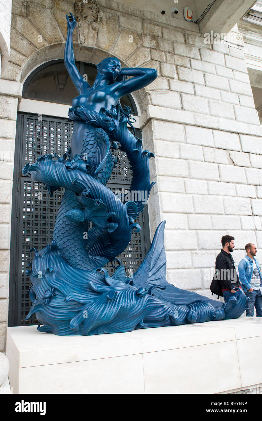 Blue Mermaid sculpture by Damien Hirst, 2017 Venice Biennale, Italy
