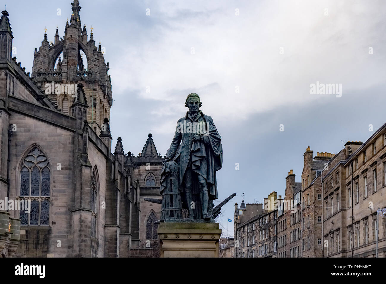 Adam Smith Statue in front of St Giles' Cathedral in Edinburgh, United