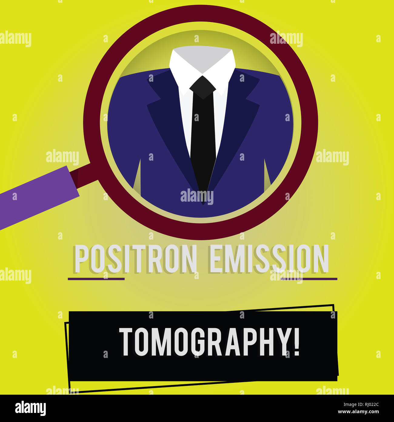 Handwriting text Positron Emission Tomography. Concept meaning Nuclear