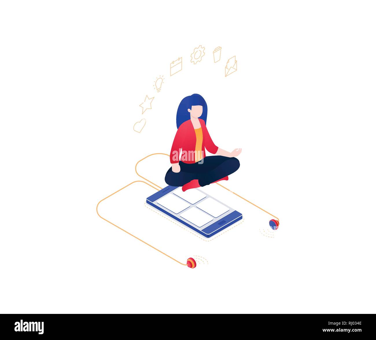 Meditation at work - modern colorful isometric vector illustration Stock Vector