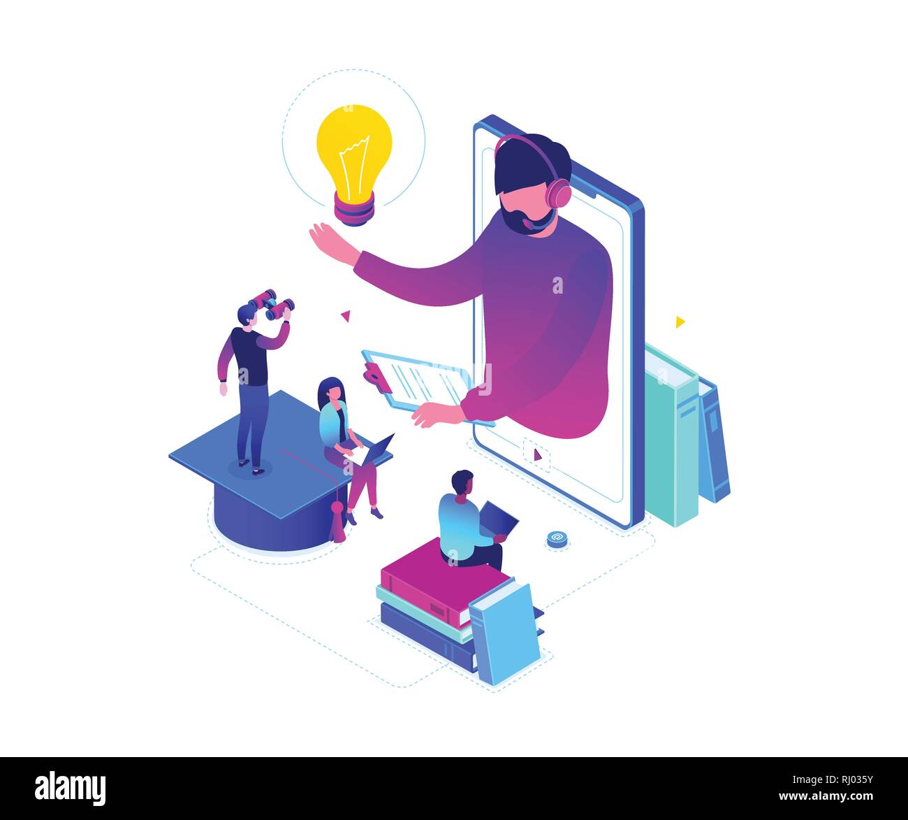 Online education - modern colorful isometric vector illustration Stock Vector