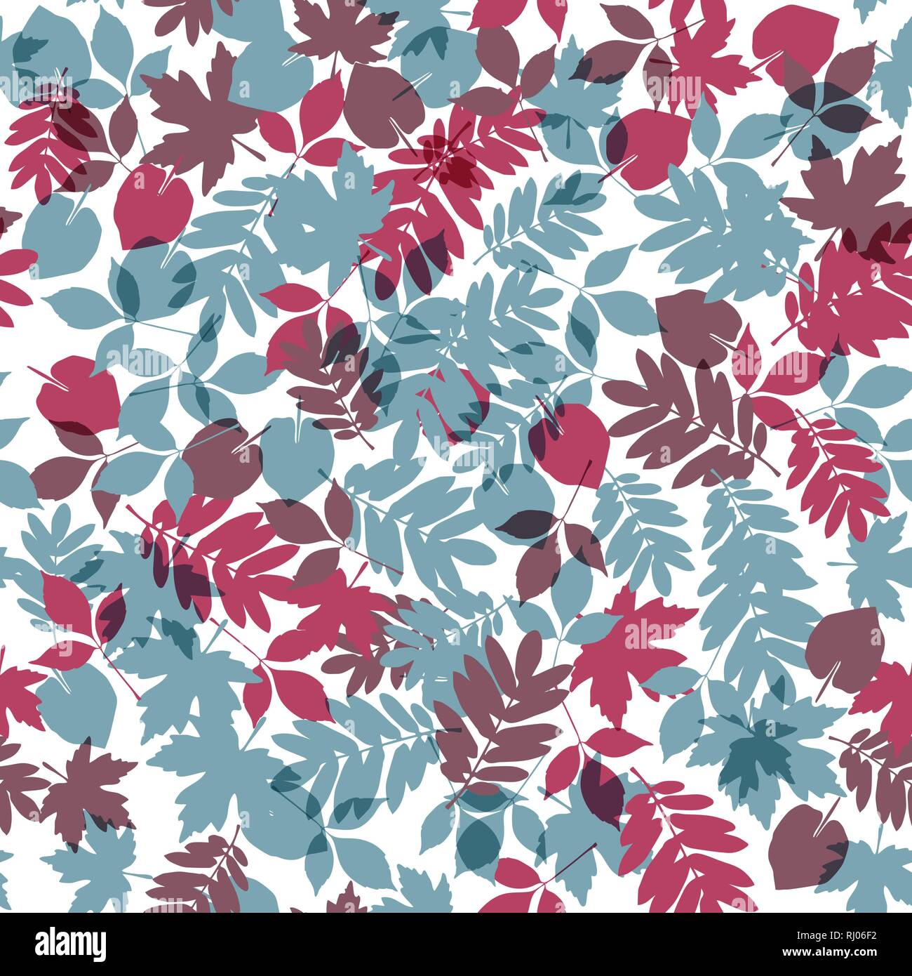 Seamles natural pattern. Colorful leaf collection background. Stock Vector