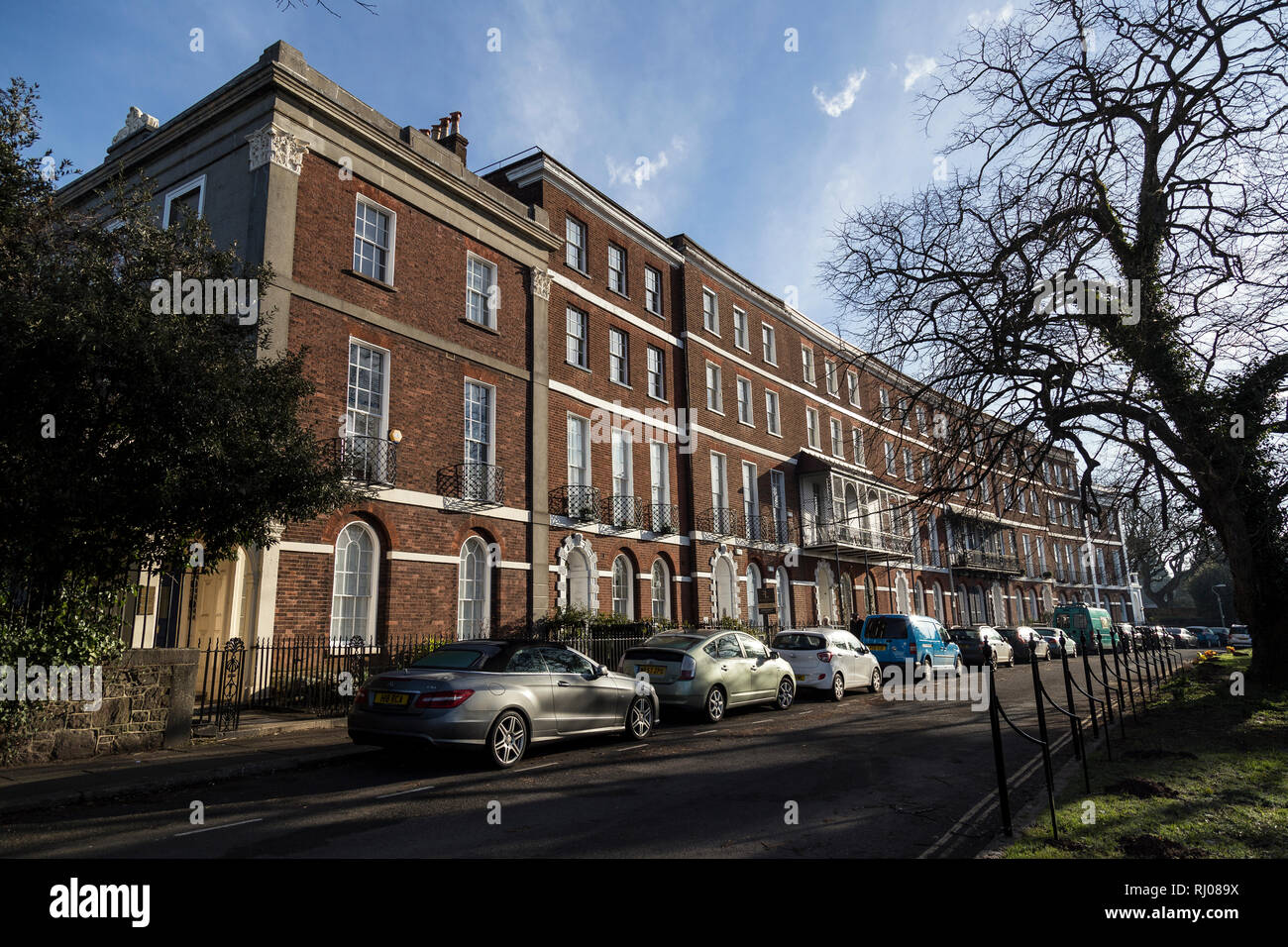colleton crescent exeter, Georgian houses in Exeter, JMW Turner ,Exeter Quay,Colleton Crescent, in Exeter,Regency architecture , Stock Photo