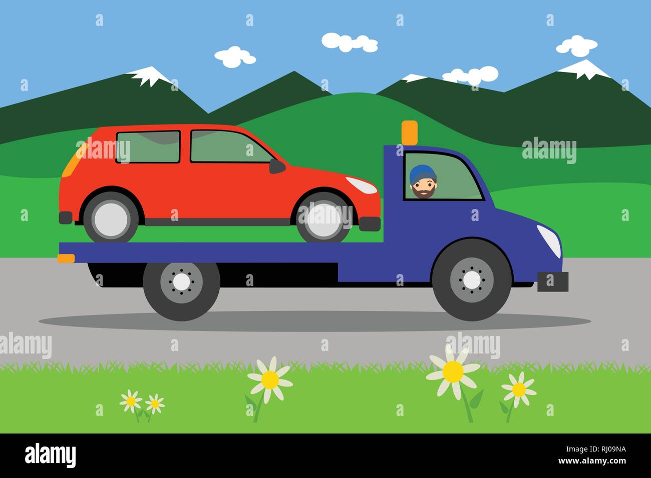 Truck countryside damaged accident Stock Vector Images - Alamy