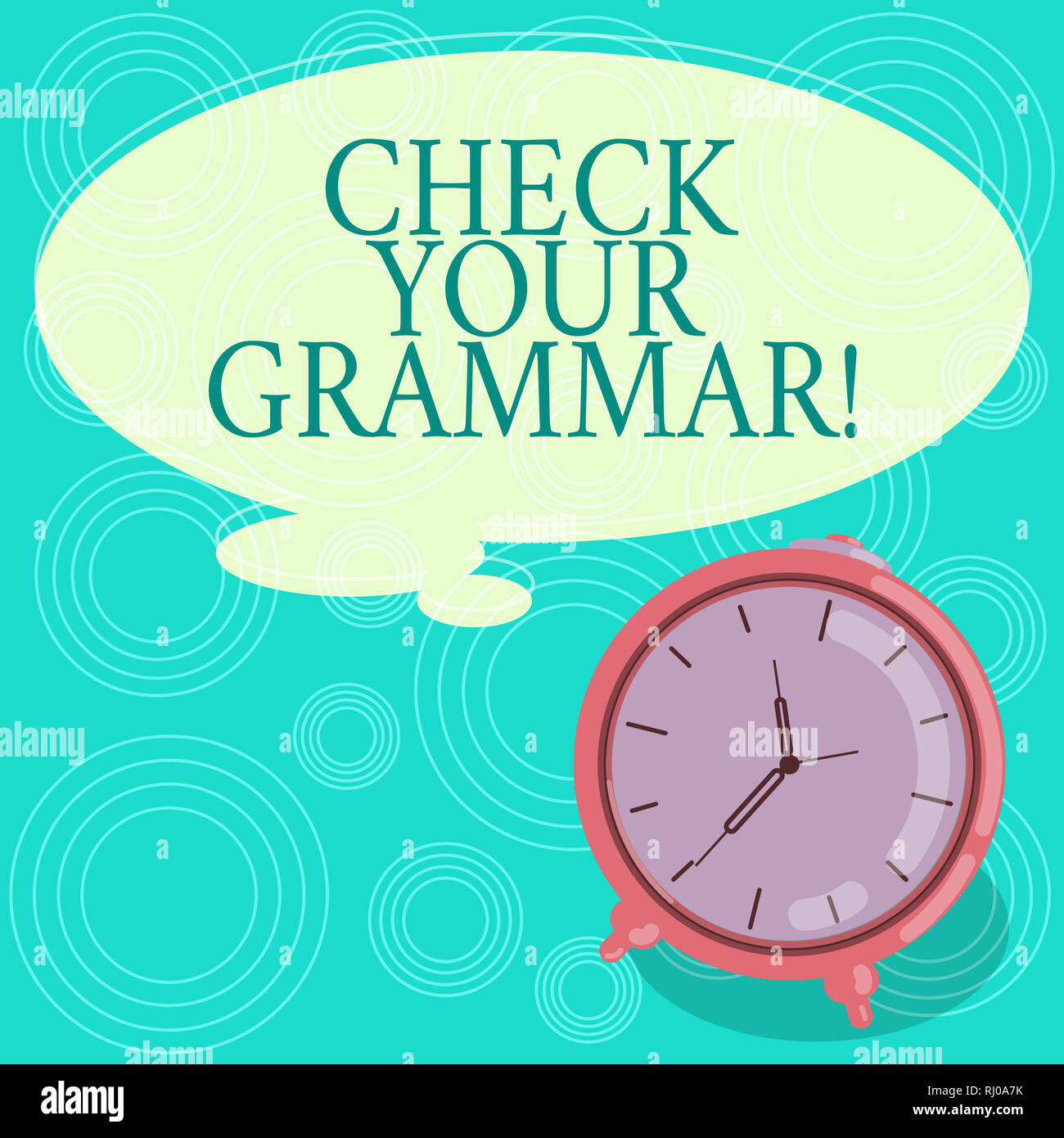 Handwriting text Check Your Grammar. Concept meaning Contextual spelling correction punctuation proofreading Blank Color Thought Speech Bubble with Ou Stock Photo