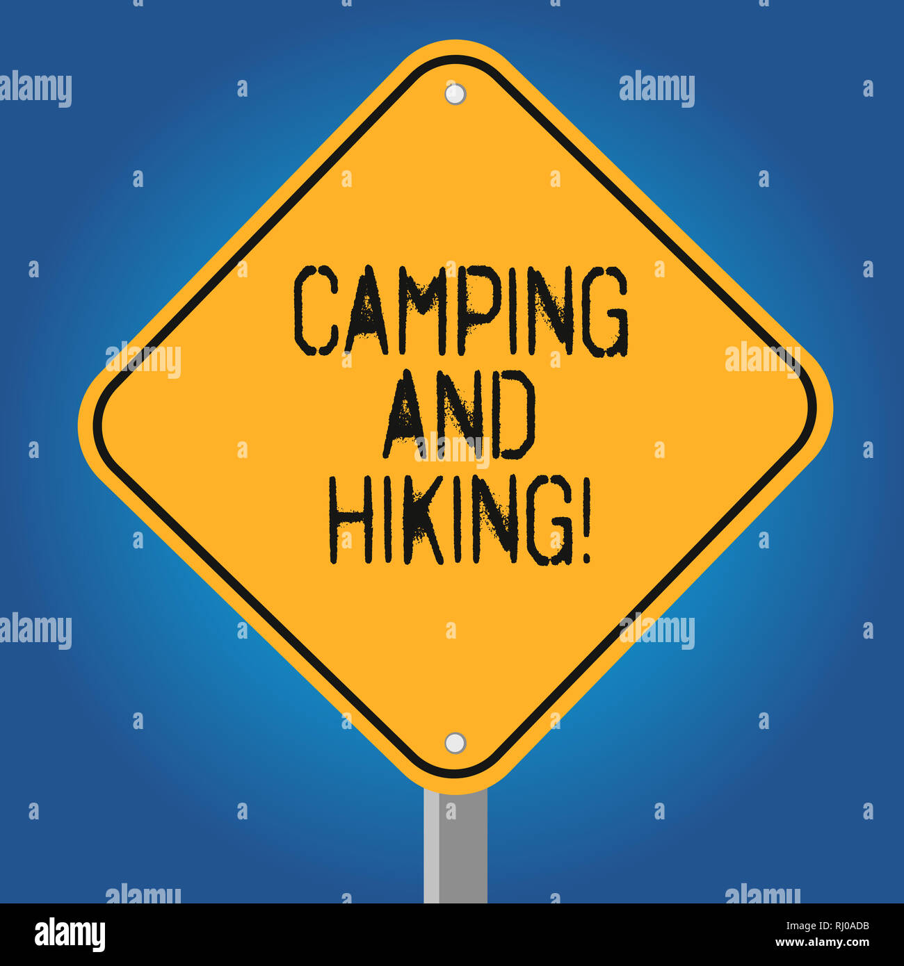 Handwriting text Camping And Hiking. Concept meaning outdoor activity  involving staying away from home Blank Diamond Shape Color Road Warning  Signage Stock Photo - Alamy