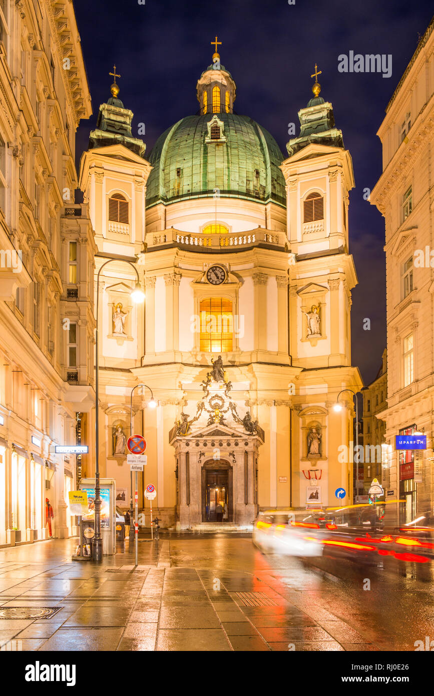 Peterskirche ('St Peter's church) as seen from the Graben, Innere Stadt ('Inner City'), Vienna, Austria. Stock Photo