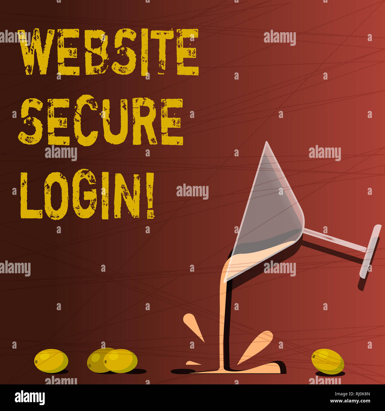 Text sign showing Website Secure Login. Conceptual photo Uses SSL to encrypt the user name and password Cocktail Wine Glass Pouring Liquid with Splash Stock Photo