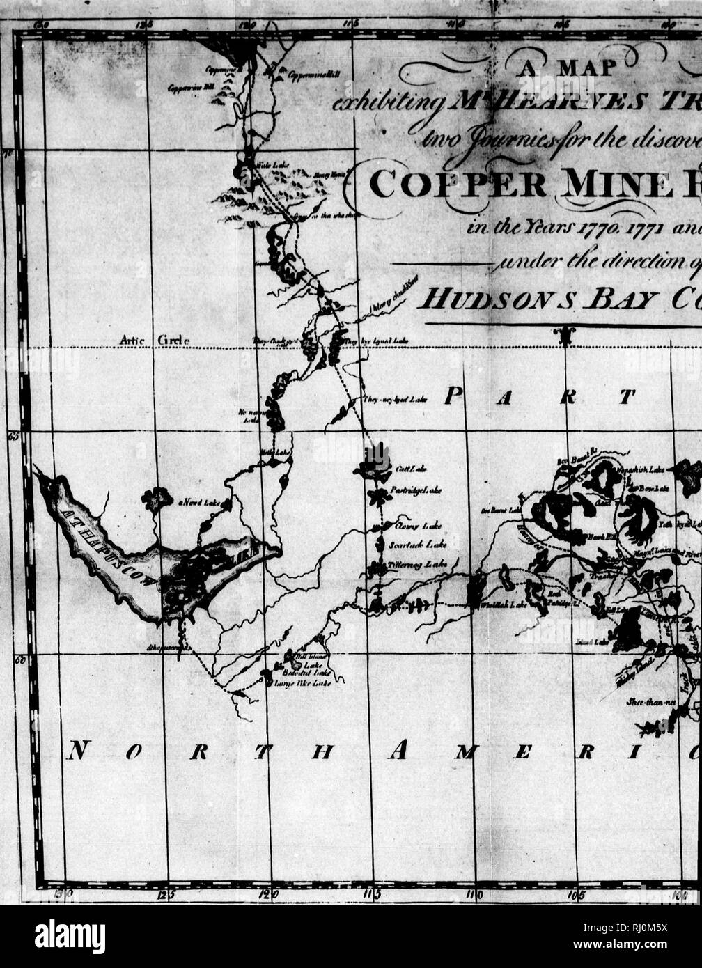 . A journey from Prince of Wales's Fort, in Hudson's Bay, to the northern ocean [microform] : undertaken by order of the Hudson's Bay Company for the discovery of copper mines, a north west passage, &amp;c. in the years 1769, 1770, 1771 &amp; 1772. Indians of North America; Natural history; Indiens; Sciences naturelles. •^. Please note that these images are extracted from scanned page images that may have been digitally enhanced for readability - coloration and appearance of these illustrations may not perfectly resemble the original work.. Hearne, Samuel, 1745-1792. Dublin : Printed for P. By Stock Photo
