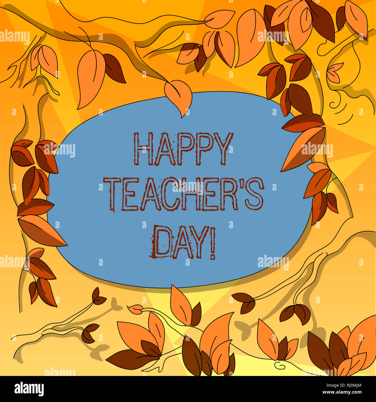 Word writing text Happy Teacher S Is Day. Business concept for birth second President India used celebrate masters Tree Branches Scattered with Leaves Stock Photo