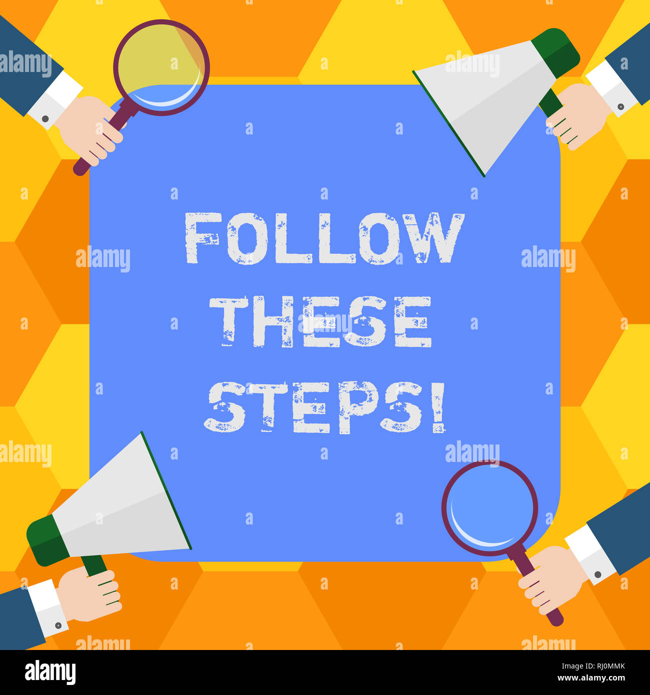 Handwriting text Follow These Steps. Concept meaning go through action