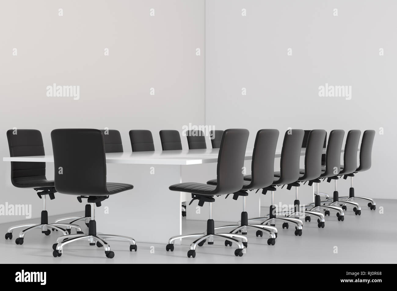 Close of up table with equipment in conference room. 3D Rendering Stock ...
