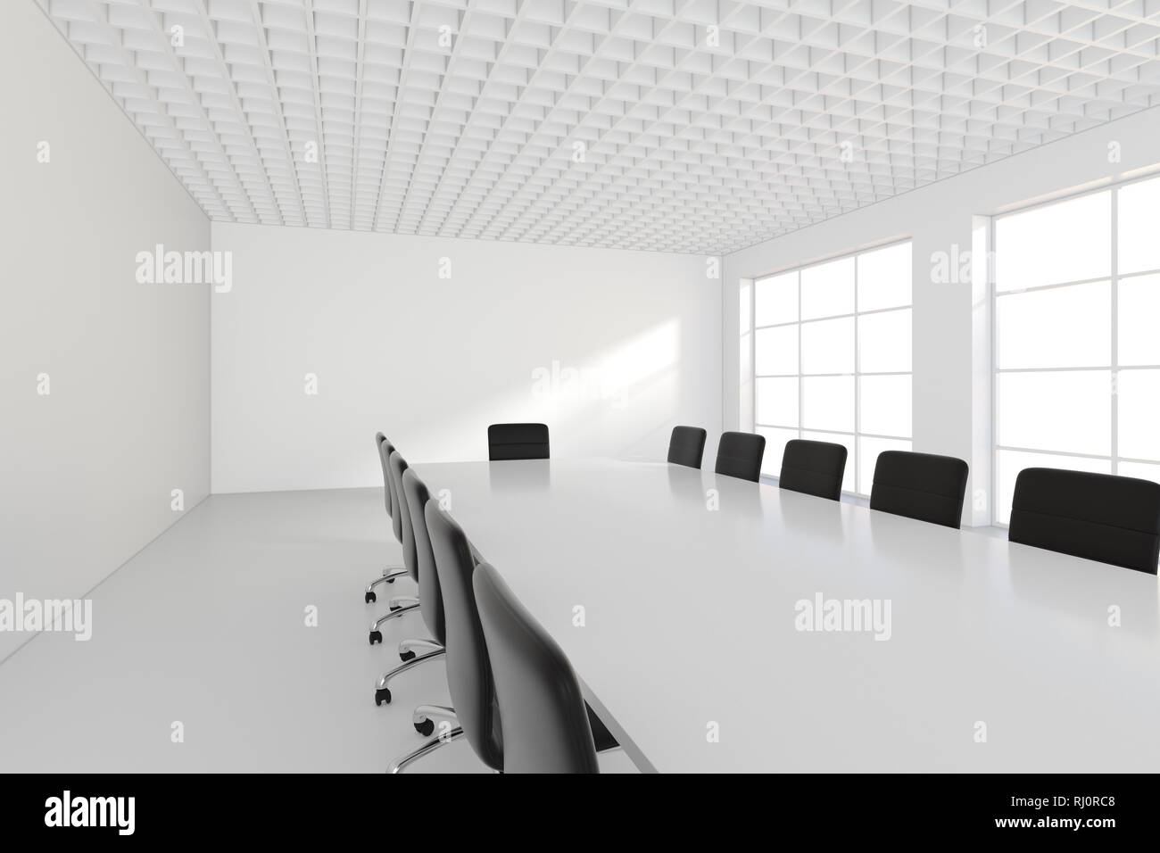 Empty meeting room. Close of up table. 3d rendering Stock Photo