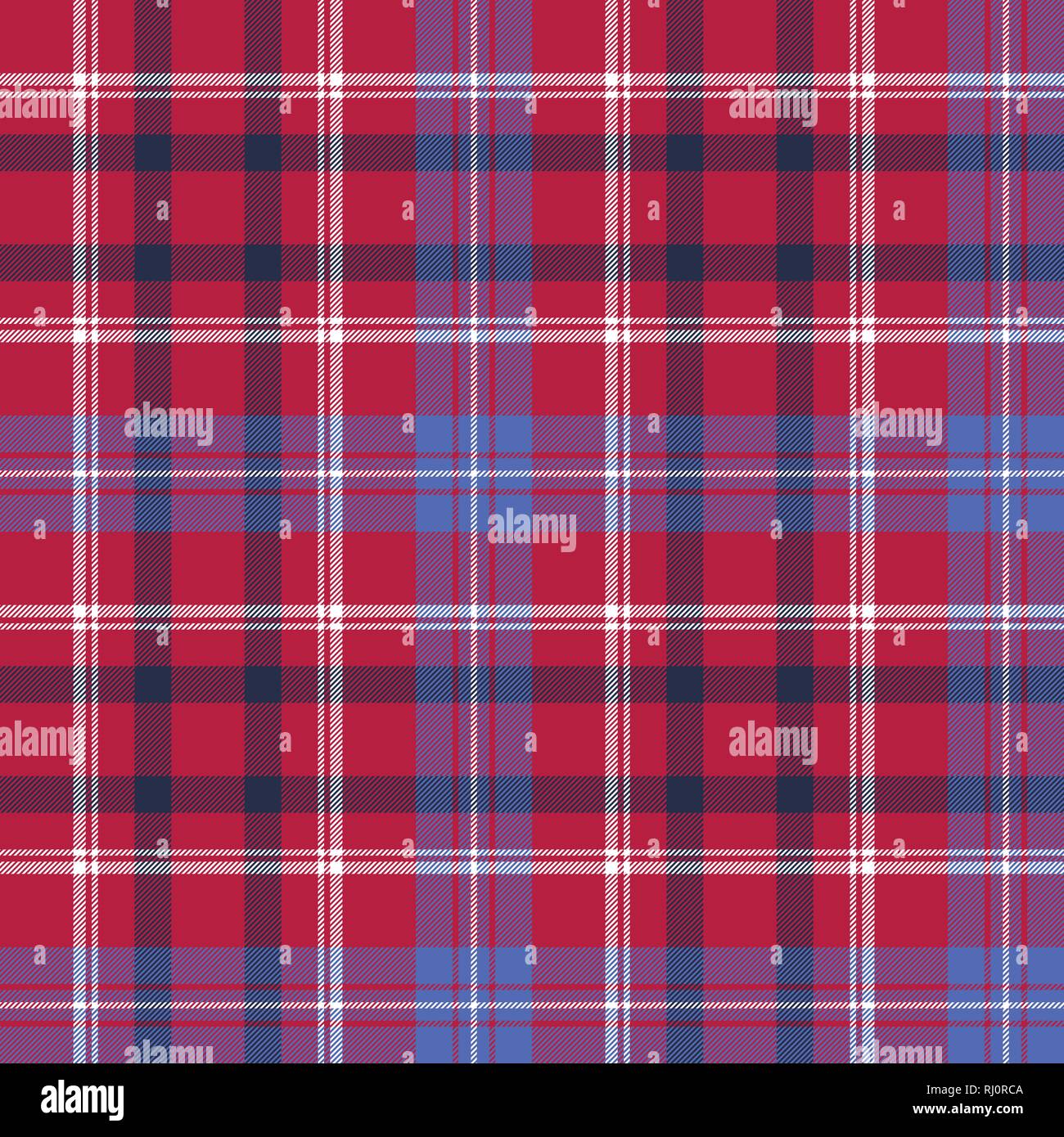 Red tartan plaid seamless fabric texture. Vector illustration Stock