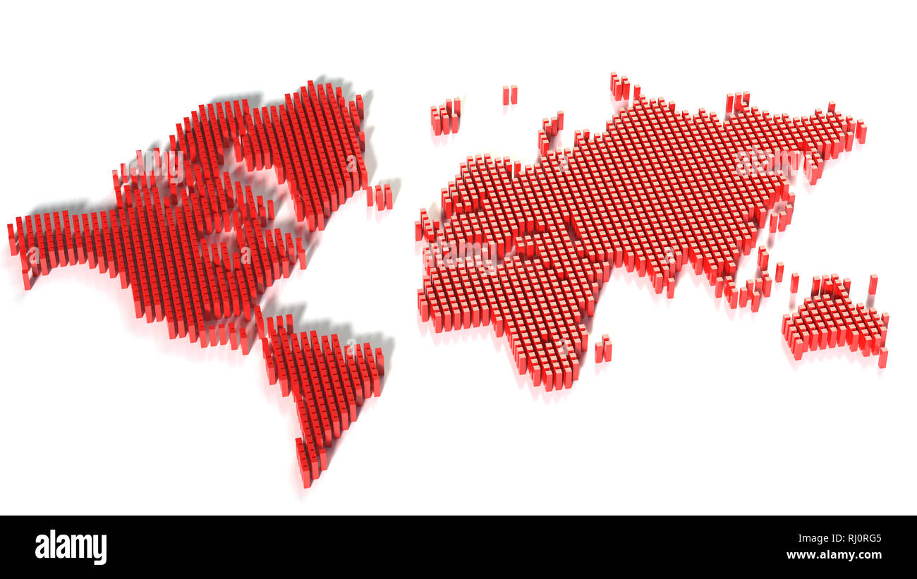 World map isolated on white background. Travel worldwide. 3d rendering ...