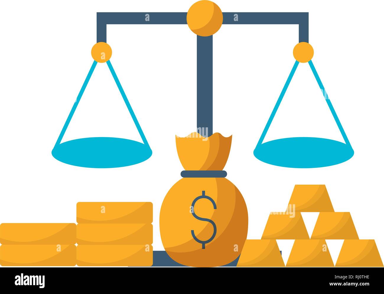 scale money bag gold bars and coins Stock Vector Image & Art - Alamy
