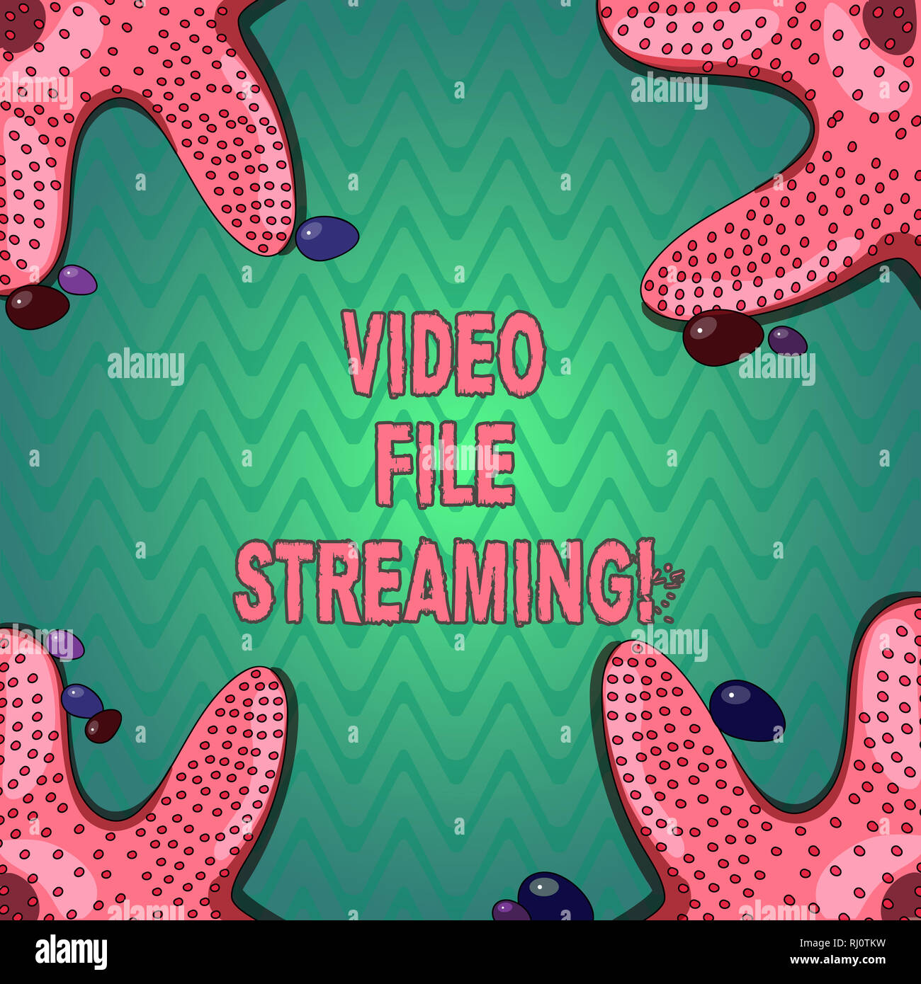 Handwriting text writing Video File Streaming. Concept meaning video be viewed online without being downloaded Starfish photo on Four Corners with Col Stock Photo