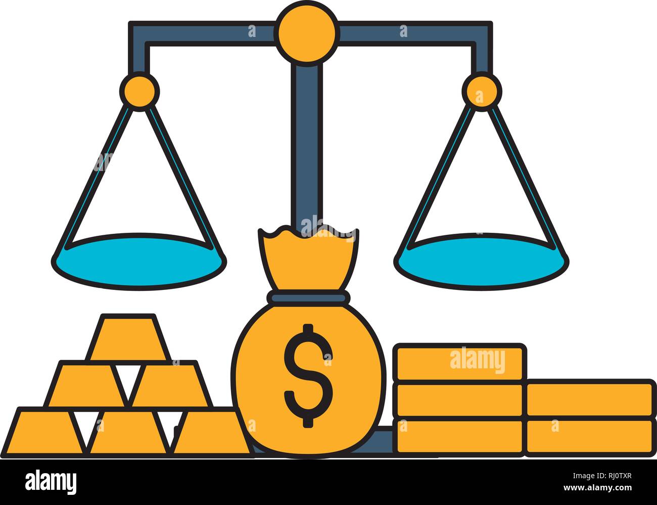 scale money bag gold bars and coins Stock Vector Image & Art - Alamy