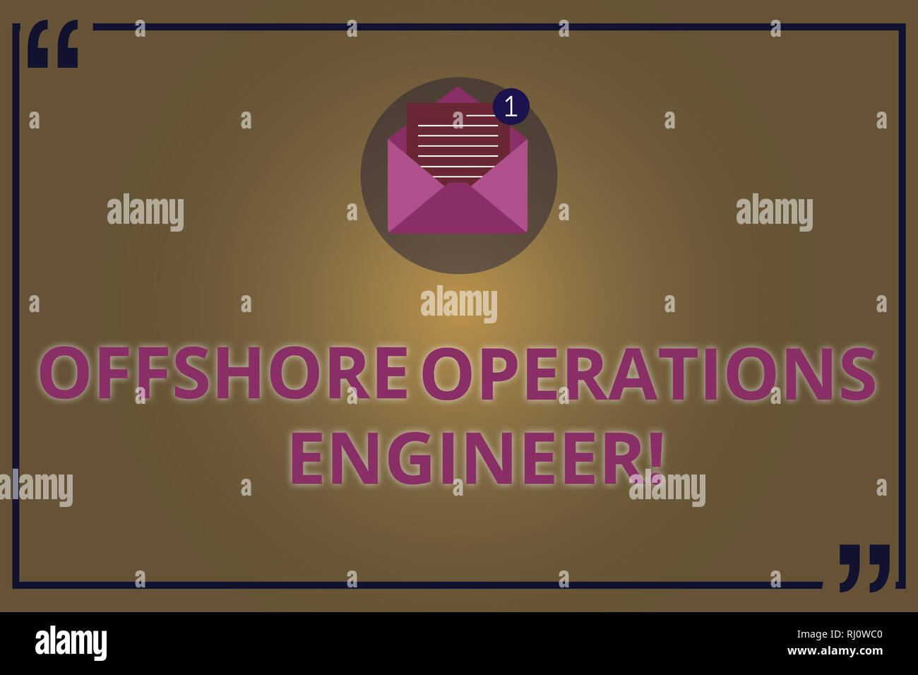 Writing note showing Offshore Operations Engineer. Business photo showcasing Supervising oil and gas operations in the rig Open Envelope with Paper Em Stock Photo
