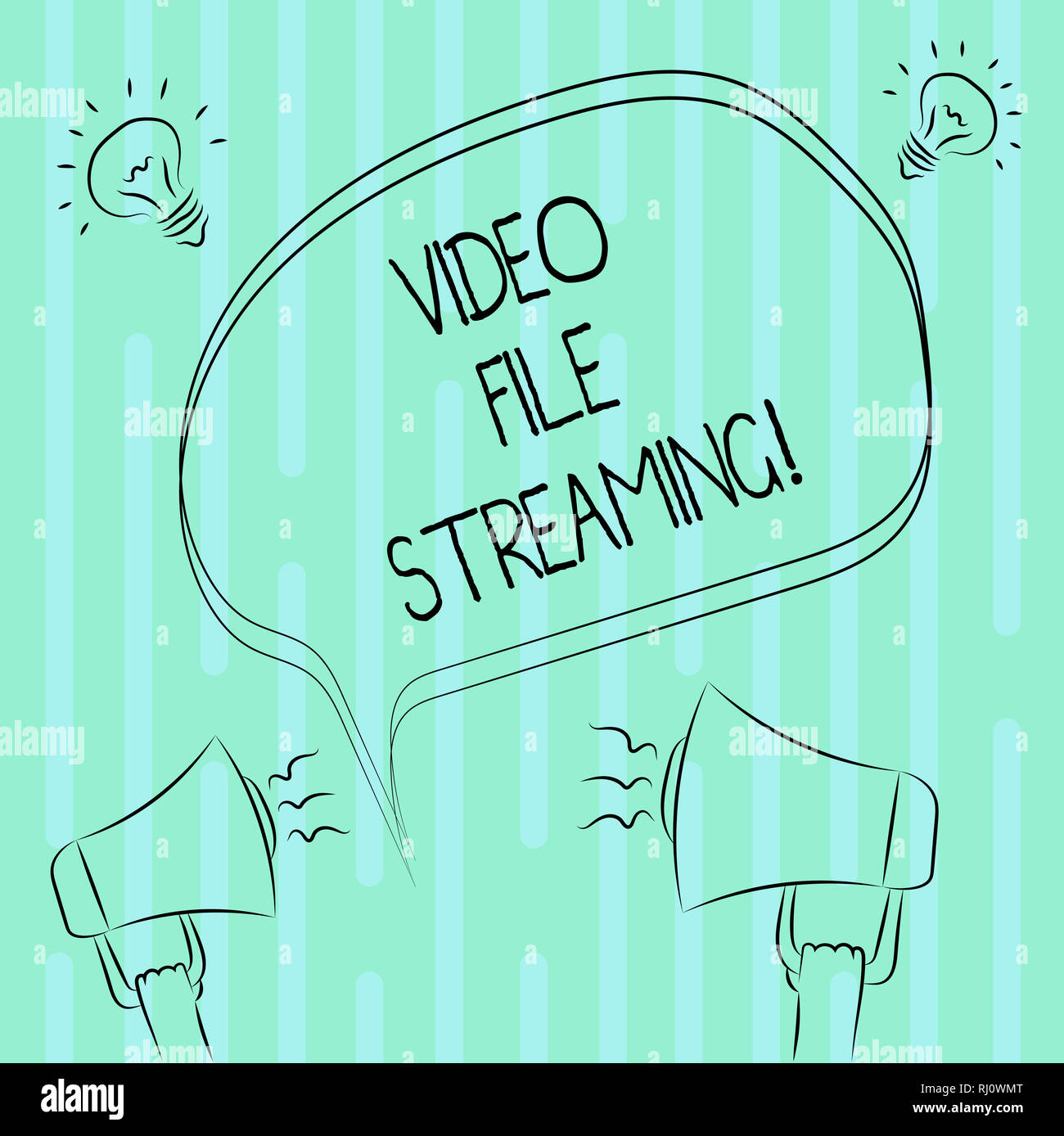 Word writing text Video File Streaming. Business concept for video be viewed online without being downloaded Freehand Outline Sketch of Blank Speech B Stock Photo