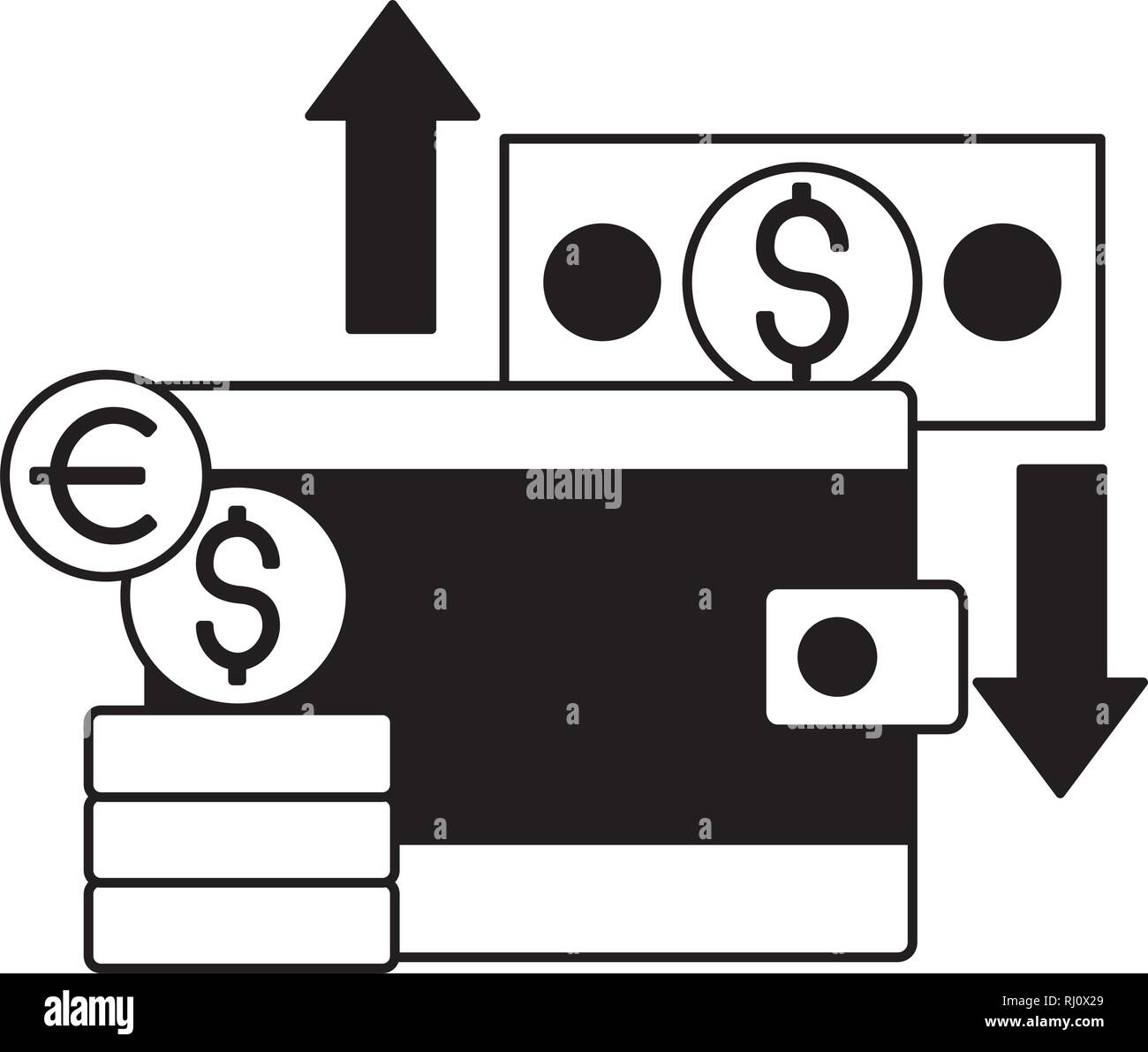 banknote wallet euro dollar stock market Stock Vector Image & Art - Alamy