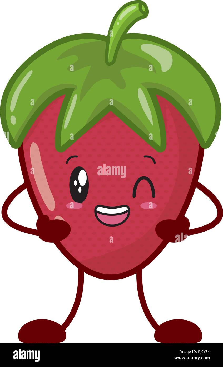 kawaii strawberry cartoon character Stock Vector Image & Art Alamy