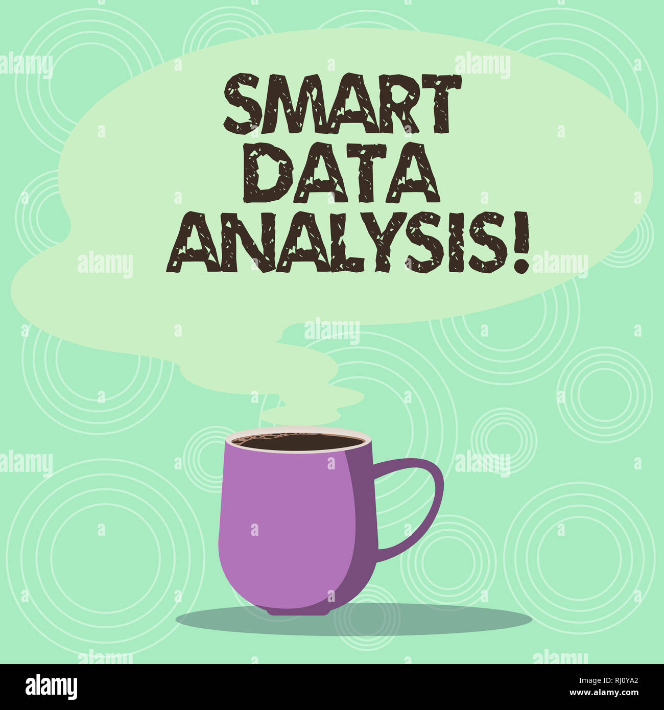 Handwriting text Smart Data Analysis. Concept meaning collecting and analyzing infos to make better decisions Mug photo Cup of Hot Coffee with Blank C Stock Photo